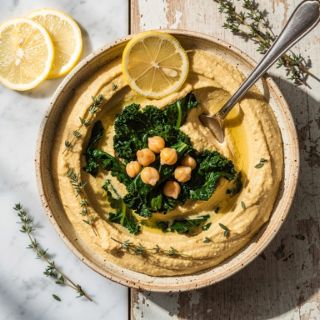 Lemon Hummus Soup with Kale