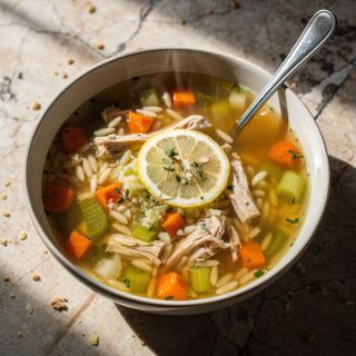 Lemon Orzo Soup with Jackfruit