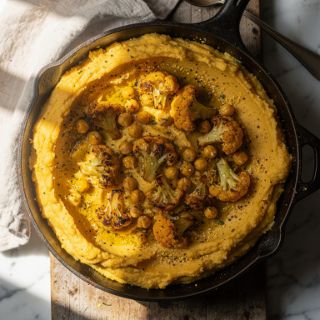 Mashed Rutabaga with Italian Roasted Cauliflower and Chickpeas