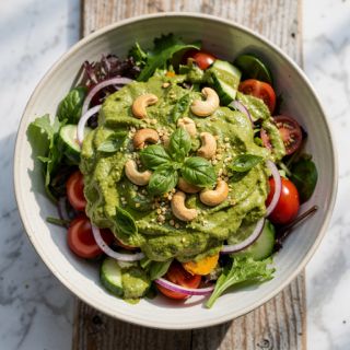 Mason Jar Salad with Creamy Pesto Dressing