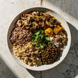Mixed Grain Bowls with Mushrooms and Lentils