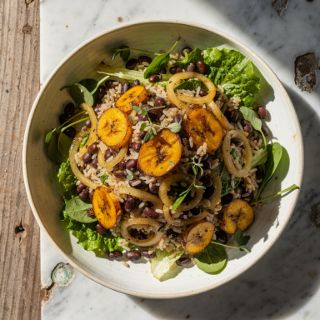 Mojo-Seasoned Plantain Salad with Black Beans and Rice
