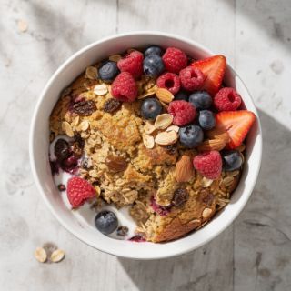 Oatmeal Breakfast Bake with Berries and Almonds