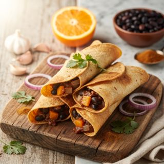 Orange Black Bean Taquitos