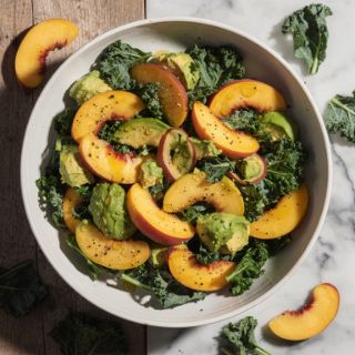 Peach Salad with Kale & Avocado