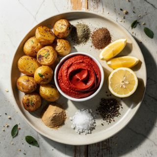 Potato Snackers with Red Pepper Dip