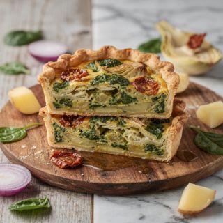 Quiche Florentine with Artichoke Hearts and Sun-Dried Tomatoes