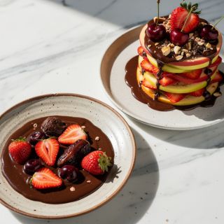 Pancake Sundaes with Strawberry-Cherry Nice Cream
