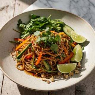 Spicy Cold Noodle Salad with Soy-Lime Dressing