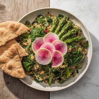 Spinach Tabbouleh Salad with Watermelon Radish