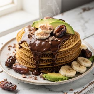 Sweet Moroccan Pancakes with Chocolate Banana Sauce