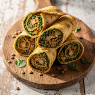 Tortilla Roll-Ups with Lentils and Spinach