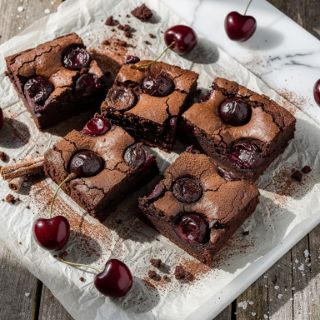 Vegan Black Forest Brownies with Cherries