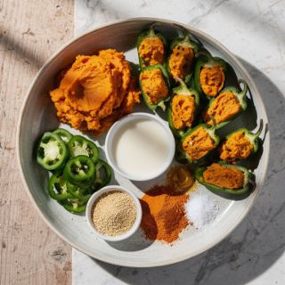 Vegan Jalapeño Poppers with Savory Sweet Potato Filling