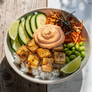 Vegan Sushi Bowls with Creamy Sriracha Sauce