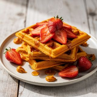 Vegan Gluten-Free Strawberry Pumpkin Waffles
