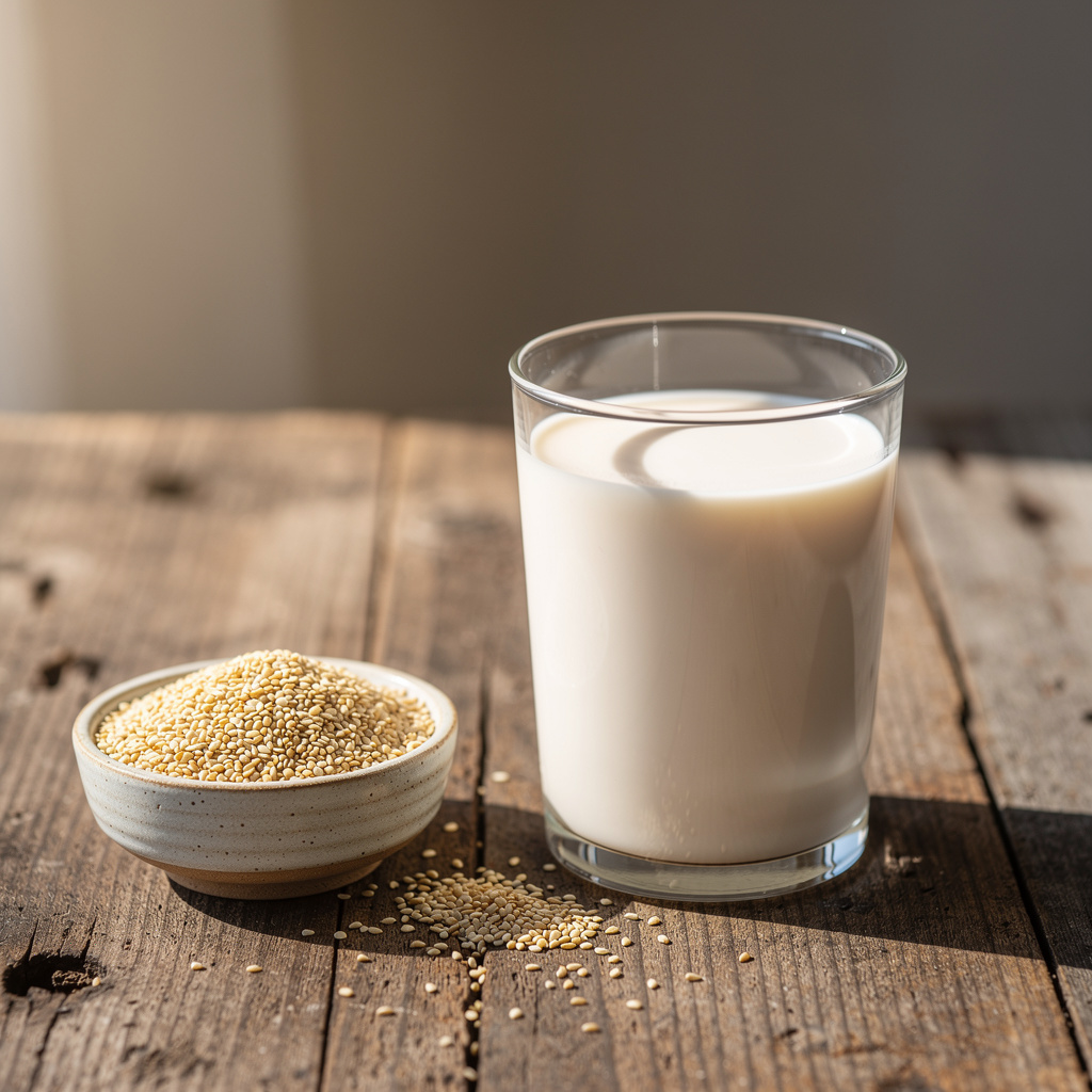 A glass of creamy sesame seed milk